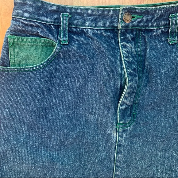 Vintage 80s Geoffrey Hunter Denim Jean Knee Length Midi Skirt 10 Waist 28 - Picture 10 of 14